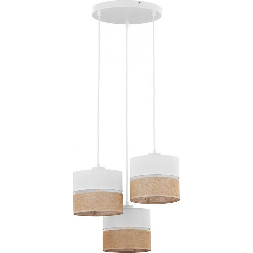 Lampa wisząca boho Linobianco - 3 punkty, biała | TK Lighting
