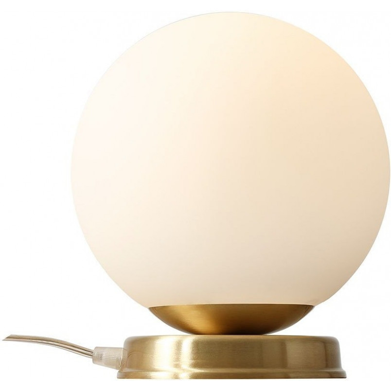 Lampa stołowa szklana Ball | Biało-mosiężna Aldex 20cm
