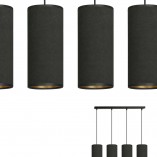 Lampa wiszące tuby na listwie Bente IV czarna Emibig | Lampy nad stół