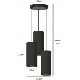 Lampa wisząca potrójna Bente Premium III czarna Emibig | Lampy nad stół