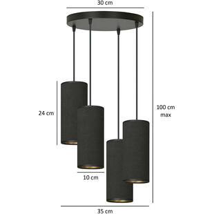 Lampa wisząca z abażurami Bente Premium IV 35cm czarna Emibig