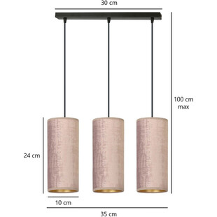 Lampa wiszące tuby na listwie Bente III 50cm różowa Emibig