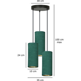 Lampa wisząca potrójna Bente Premium III 25cm zielona Emibig