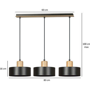 Lampa wisząca Torin III 80cm czarna | Emibig - Skandynawski Design