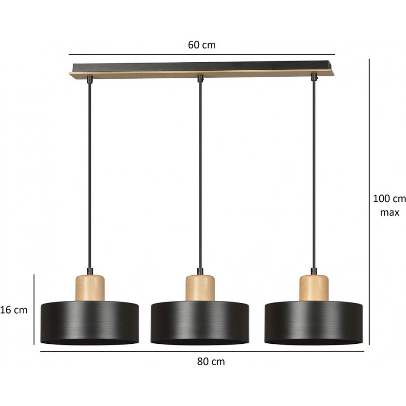 Lampa wisząca Torin III 80cm czarna | Emibig - Skandynawski Design
