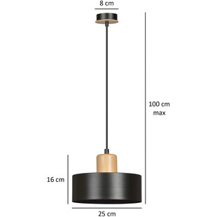 Lampa wisząca skandynawska Torin czarna 25cm | Emibig