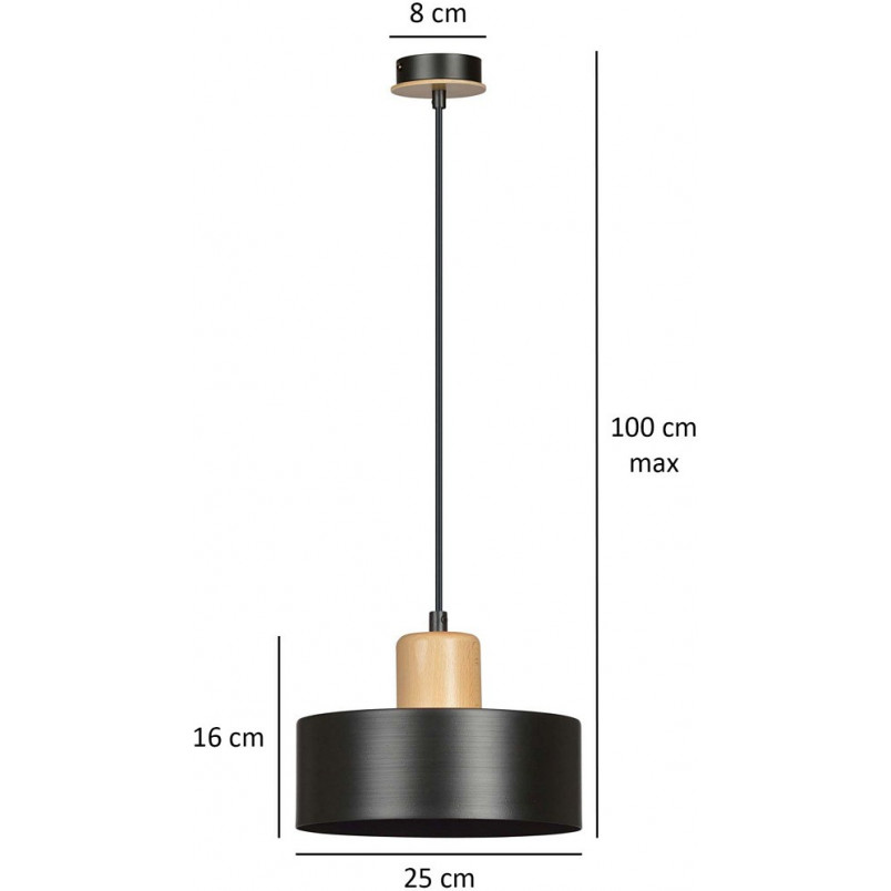 Lampa wisząca skandynawska Torin czarna 25cm | Emibig