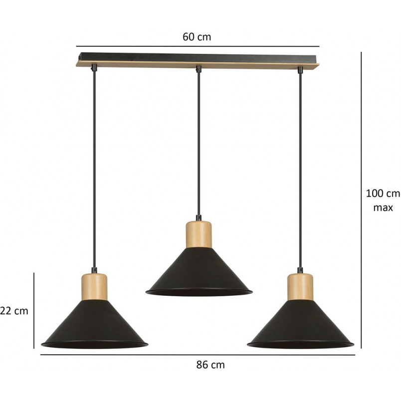 Lampa wisząca Rowen III czarna Emibig | Skandynawski Design