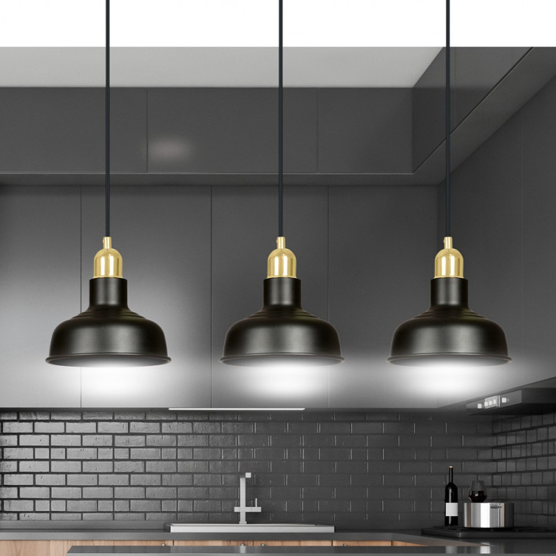 Lampa Wisząca Loft Ibor III | Emibig - Czarno-Złota 72cm