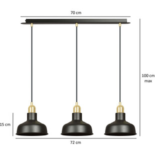 Lampa Wisząca Loft Ibor III | Emibig - Czarno-Złota 72cm