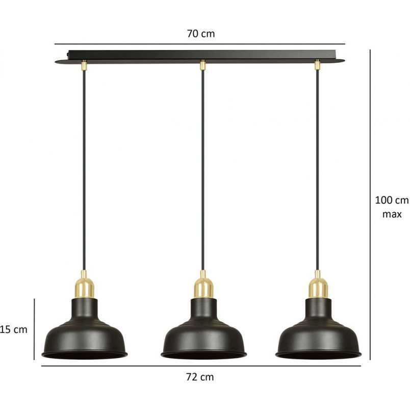Lampa Wisząca Loft Ibor III | Emibig - Czarno-Złota 72cm
