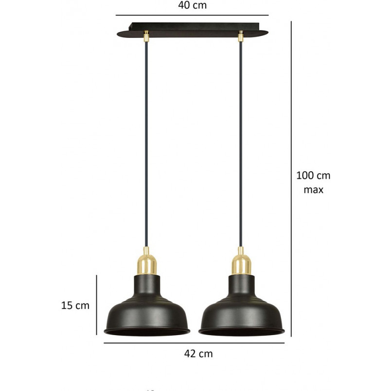 Lampa Wisząca Loft Ibor II Czarno-Złota Emibig | 42cm