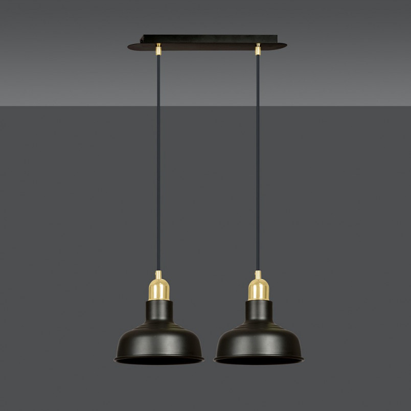 Lampa Wisząca Loft Ibor II Czarno-Złota Emibig | 42cm