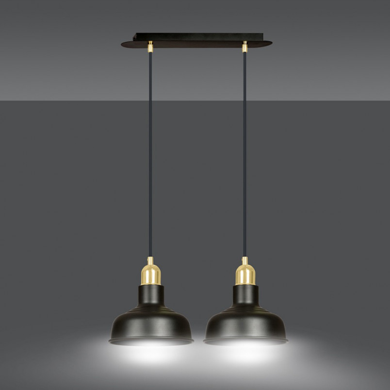 Lampa Wisząca Loft Ibor II Czarno-Złota Emibig | 42cm