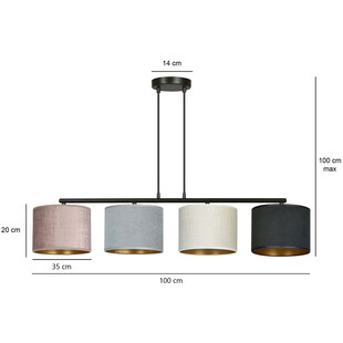 Lampa wisząca Hilde IV Emibig | Kolorowa, E27, 100cm
