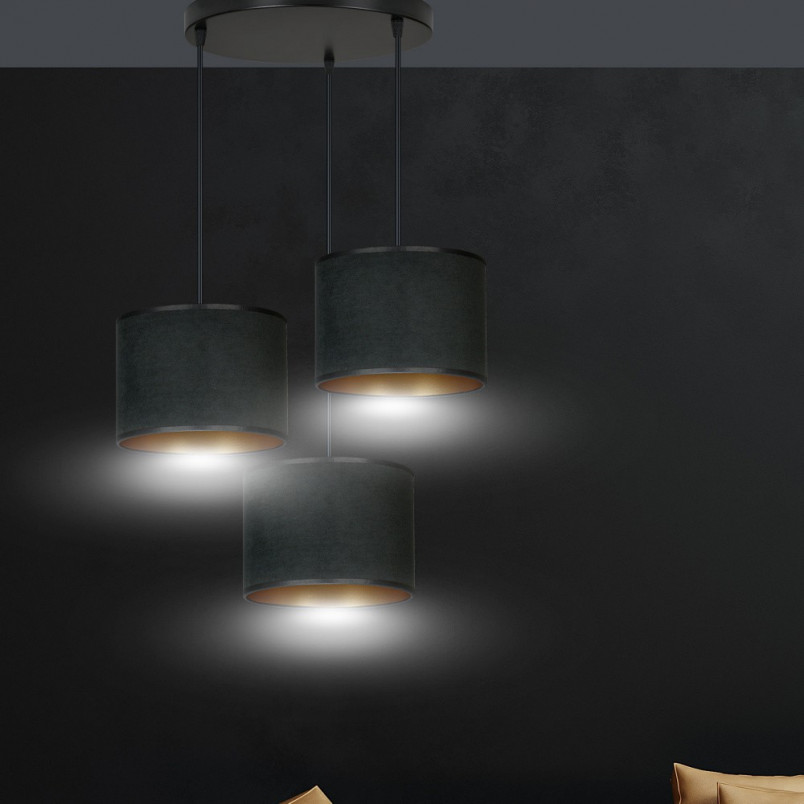 Lampa wisząca potrójna Hilde Premium czarna - Emibig