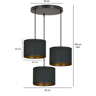 Lampa wisząca potrójna Hilde Premium czarna - Emibig
