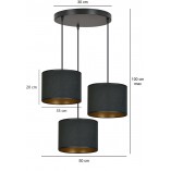 Lampa wisząca potrójna Hilde Premium czarna - Emibig