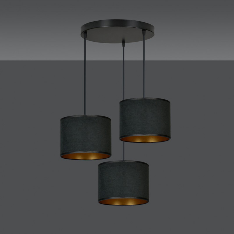 Lampa wisząca potrójna Hilde Premium czarna - Emibig