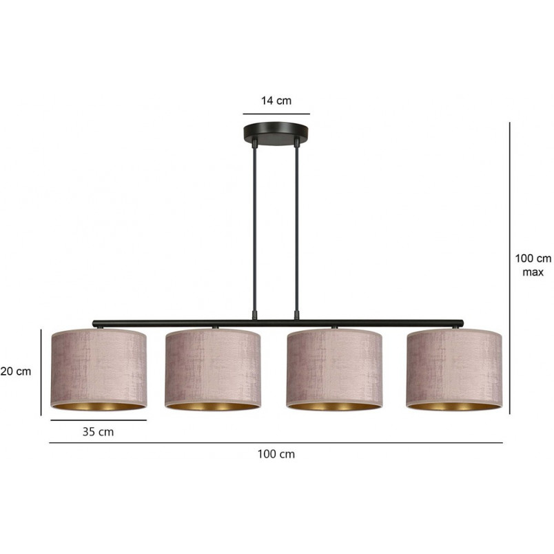 Lampa wisząca różowa Hilde IV 100cm - Emibig | Salon, Jadalnia