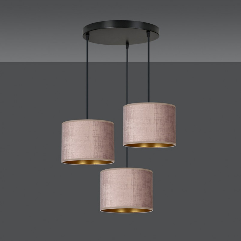 Lampa wisząca potrójna Hilde Premium różowa - Emibig