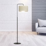 Lampa podłogowa Hilde Emibig | Czarno-biała, z abażurem