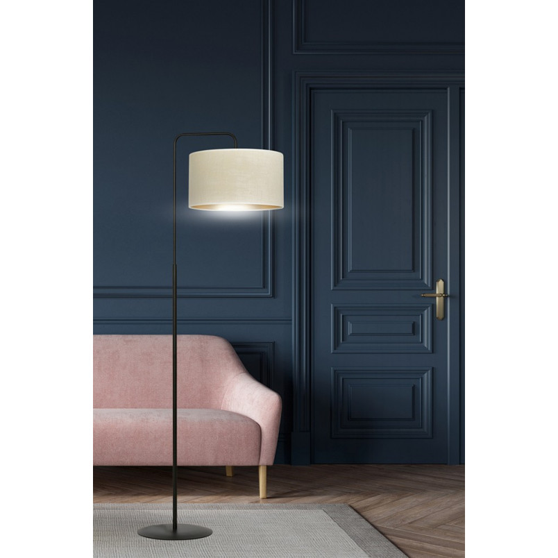 Lampa podłogowa Hilde Emibig | Czarno-biała, z abażurem