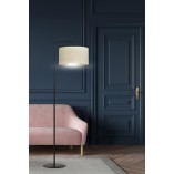 Lampa podłogowa Hilde Emibig | Czarno-biała, z abażurem