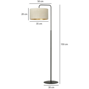 Lampa podłogowa Hilde Emibig | Czarno-biała, z abażurem
