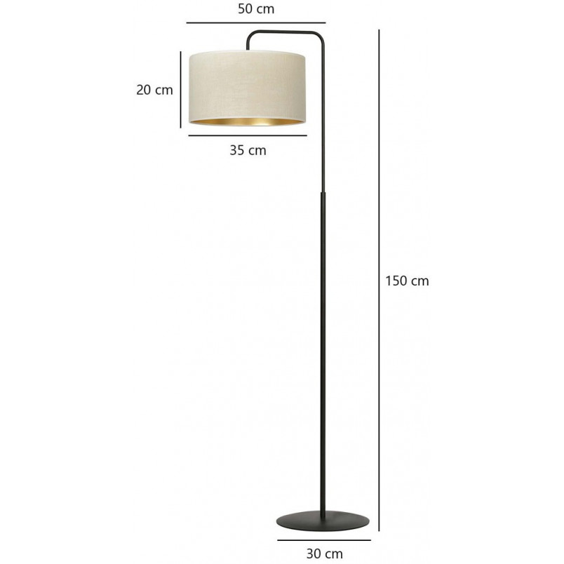 Lampa podłogowa Hilde Emibig | Czarno-biała, z abażurem