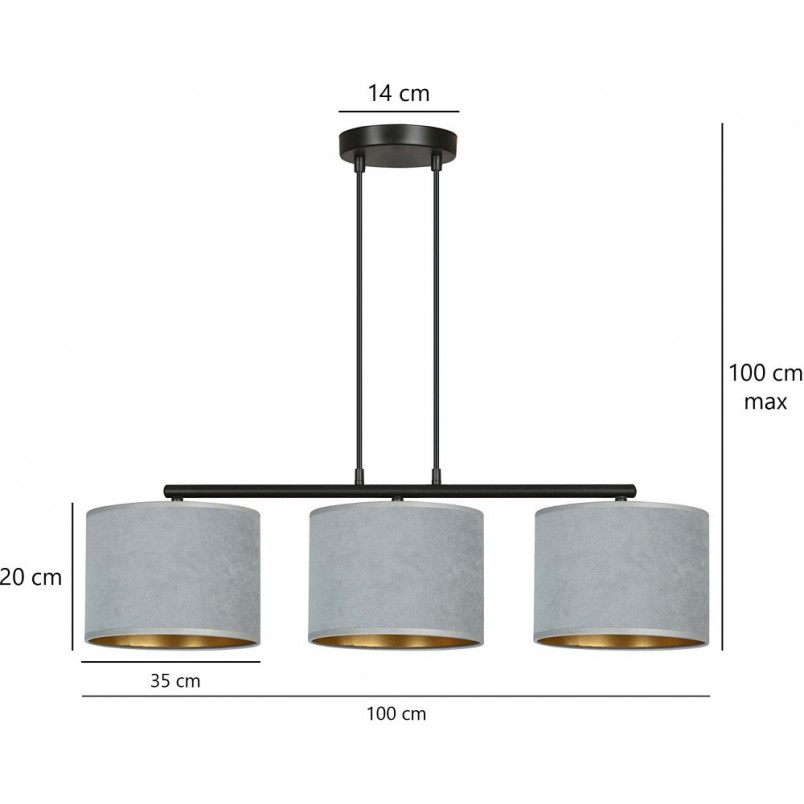 Lampa wisząca Hilde III szara 72cm - Emibig | Elegancki design