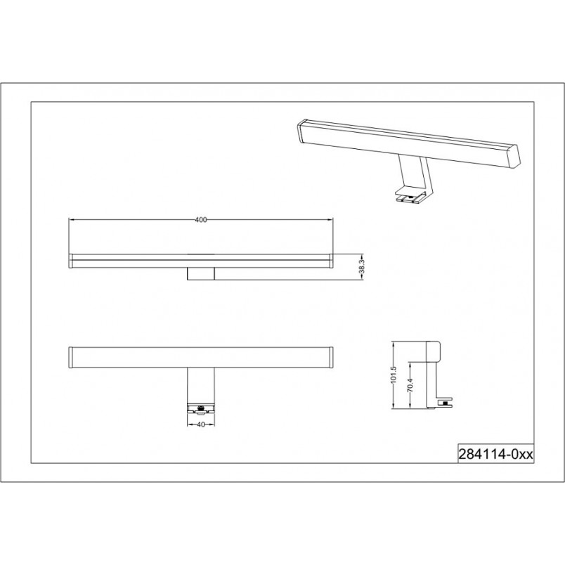 Kinkiet Lino LED czarny 40cm | Trio - Oświetlenie łazienkowe
