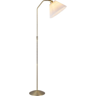 Lampa podłogowa z plisowanym abażurem Berlin antyczny mosiądz/biały HaloDesign