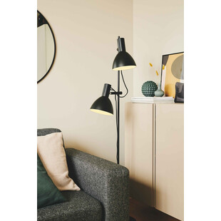 Lampa podłogowa loft 2 punktowa Baltimore czarna HaloDesign