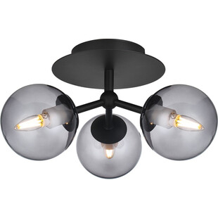 Plafon szklane kule Atom Trio czarny/szkło dymione HaloDesign