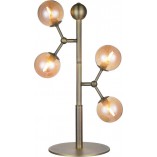 Stylowa Lampa stołowa szklane kule Atom antyczny mosiądz/bursztynowy HaloDesign na komodę i do salonu