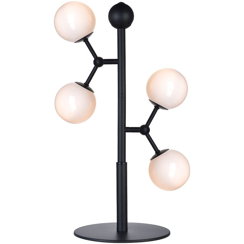 Stylowa Lampa stołowa szklane kule Atom czarny/opal HaloDesign na komodę i do salonu