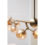 Stylowa Lampa wisząca szklane kule Atom Mini Horizontal VI antyczny mosiądz/bursztynowy HaloDesign do sypialni, kuchni i salonu