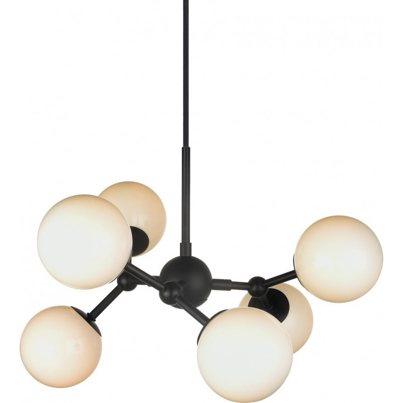 Stylowa Lampa wisząca szklane kule Atom Mini VI czarny/opal HaloDesign do sypialni, kuchni i salonu