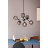 Stylowa Lampa wisząca szklane kule Atom Large VI czarny/szkło dymione HaloDesign do sypialni, kuchni i salonu