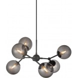Stylowa Lampa wisząca szklane kule Atom Large VI czarny/szkło dymione HaloDesign do sypialni, kuchni i salonu