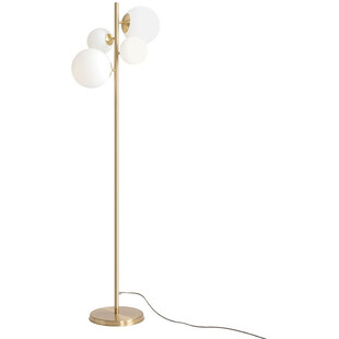 Lampa podłogowa szklane kule Bloom Brass biało-mosiężna Aldex