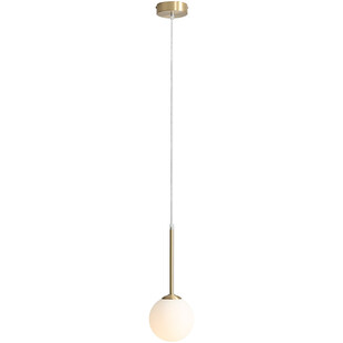 Lampa wisząca szklana kula Bosso Mini 14cm biało-mosiężna Aldex