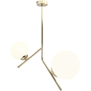 Lampa sufitowa 2 szklane kule Gallia 50cm biało-złota Aldex