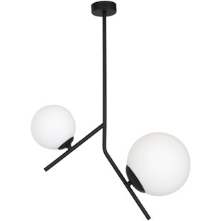 Lampa sufitowa 2 szklane kule Gallia 50cm biało-czarna Aldex