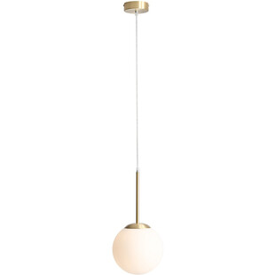 Lampa wisząca szklana kula Bosso Mini 20cm biało-mosiężna Aldex
