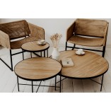 Stolik kawowy industrialny Tre 60cm dąb/czarny | Nordifra