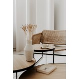 Stolik kawowy industrialny Tre 90cm Nordifra - Dąb/Czarny