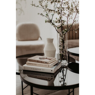 Stolik kawowy szklany Tre 90cm Lustro Tytanowe Nordifra - Elegancki Design
