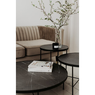 Stolik kawowy loft Tre 60cm Nordifra - Marmur i Czarny